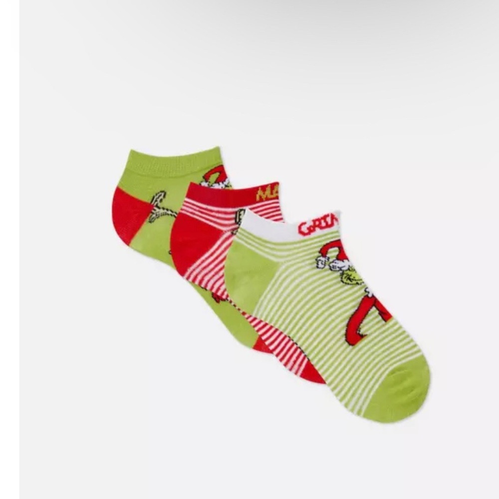 The Grinch Christmas 3-Pack Trainer Socks | Fits Adult Sizes of 6-10